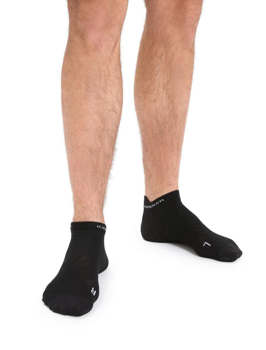 Chaussettes Icebreaker Merino Run+ Ultralight Micro Homme Noir Blanche | FR 1036ZUTG